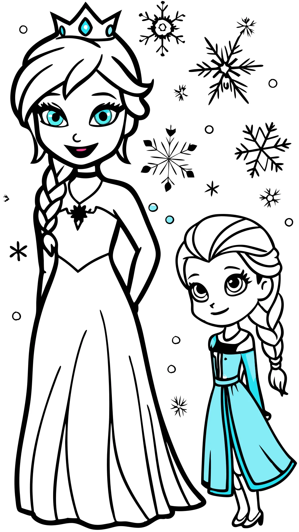 elsa and anna coloring page